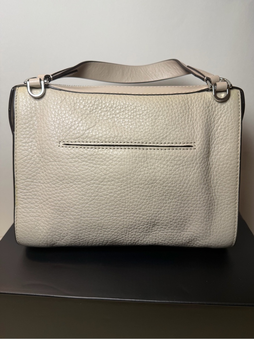 Michael Kors Cream Pebbled Leather Crossbody Bag with Silver Hardware